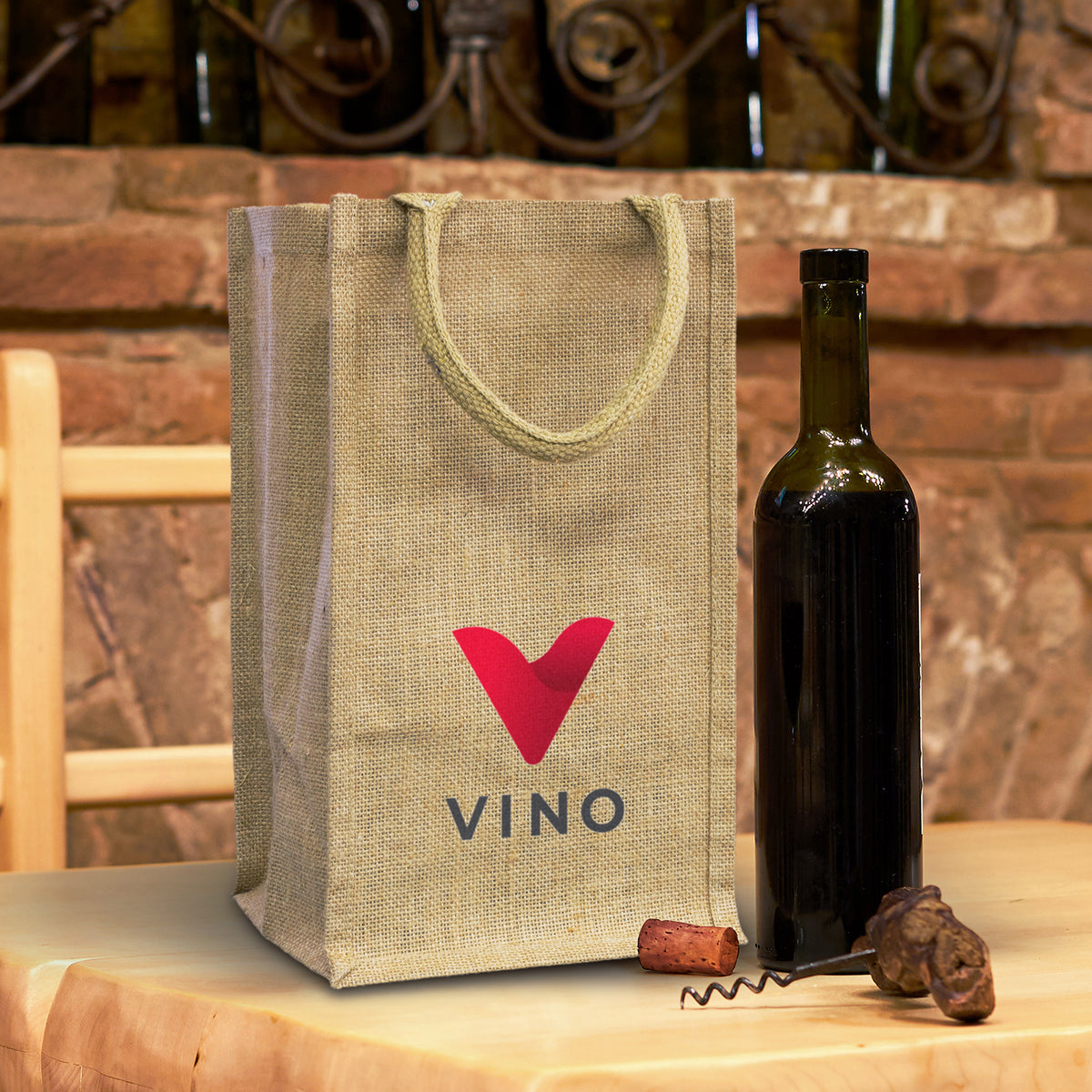 Stock Jute Four Bottle Wine Bag(SJB-36T)