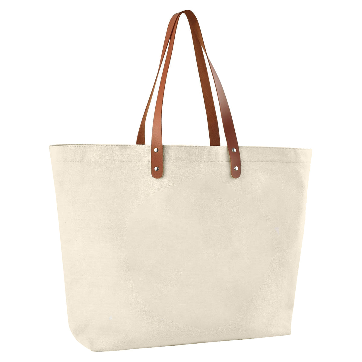 Stock Cotton Tote Bag With Leather straps(SCB-72D)