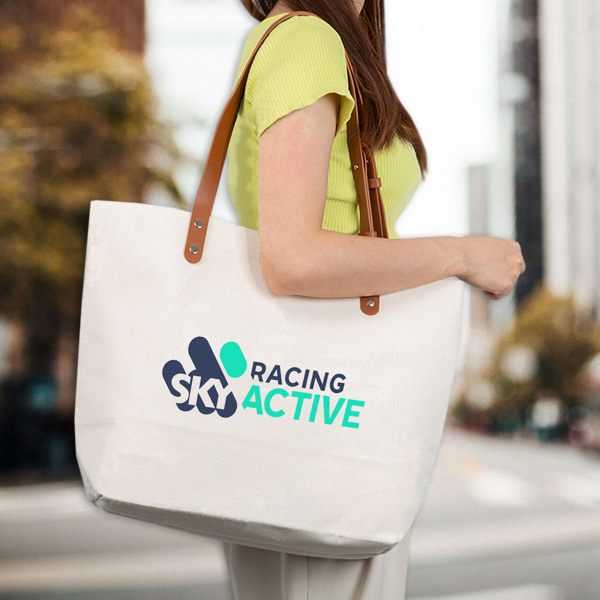 Stock Cotton Tote Bag With Leather straps(SCB-72D)