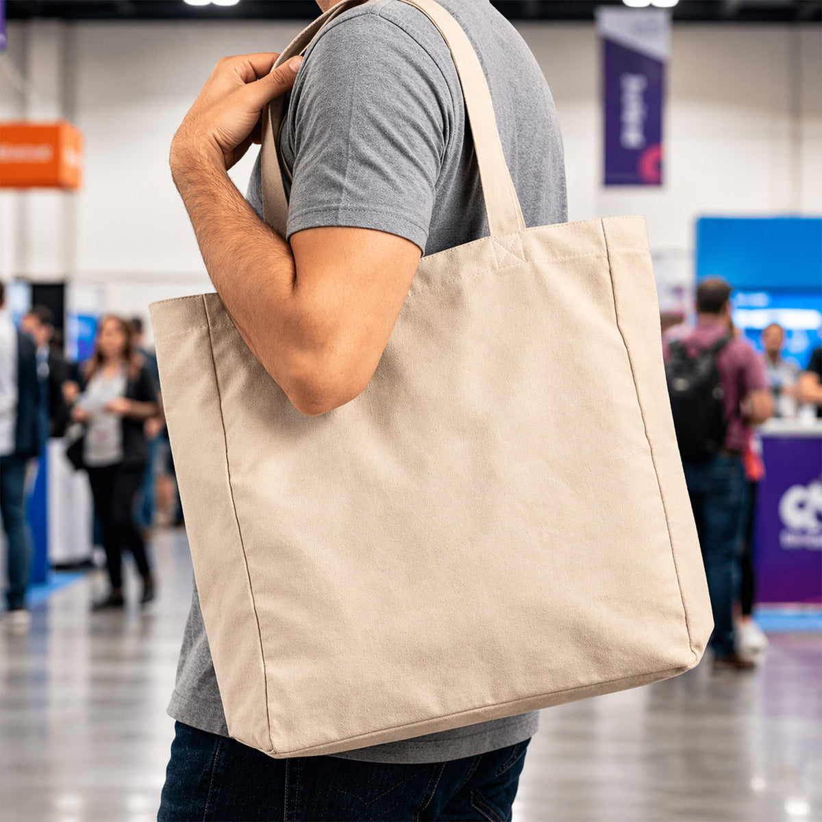 Stock Thick 450gsm Canvas Tote With Gusset(SCB-83D)