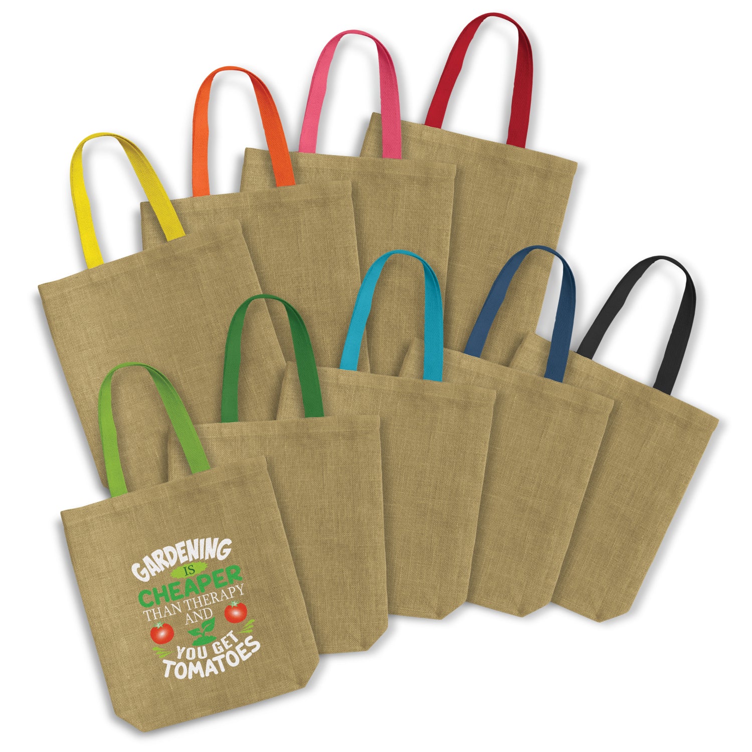 Stock Jute Tote Bag With Coloured Handles(SJB-30T)