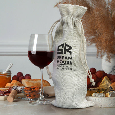 Stock Jute Wine Drawstring Bag(SJB-33T)
