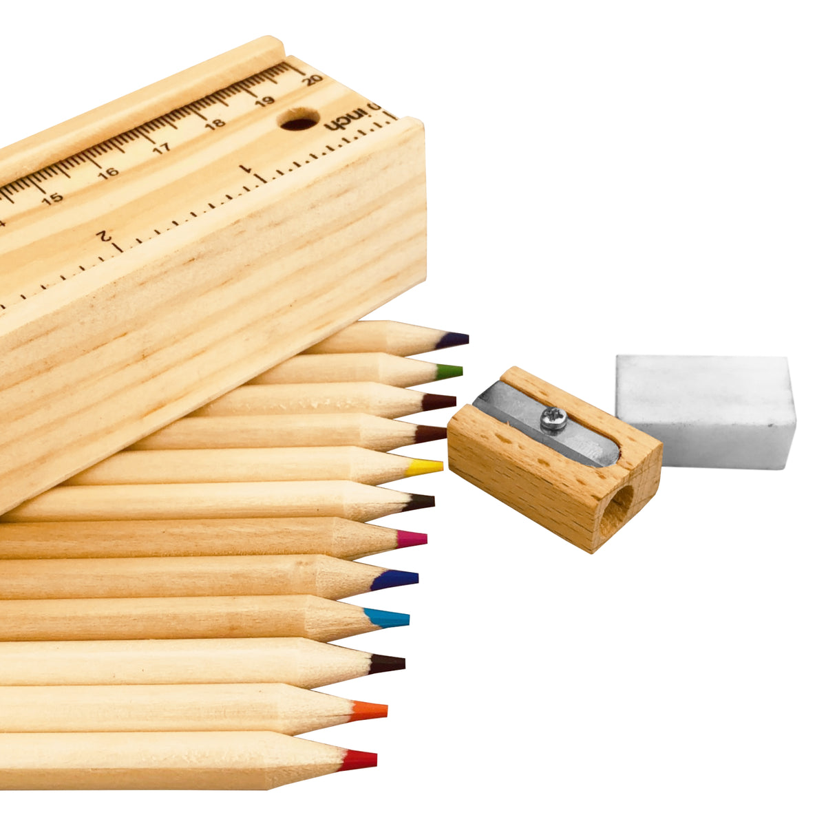 Wooden Ruler+Colouring Pencil Set(SP-88D)