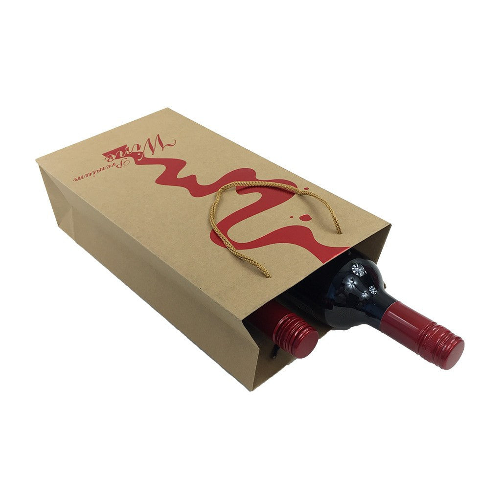 Kraft  Paper 2 Bottles Bag-Brown((KP-07) - greenpac.com.au