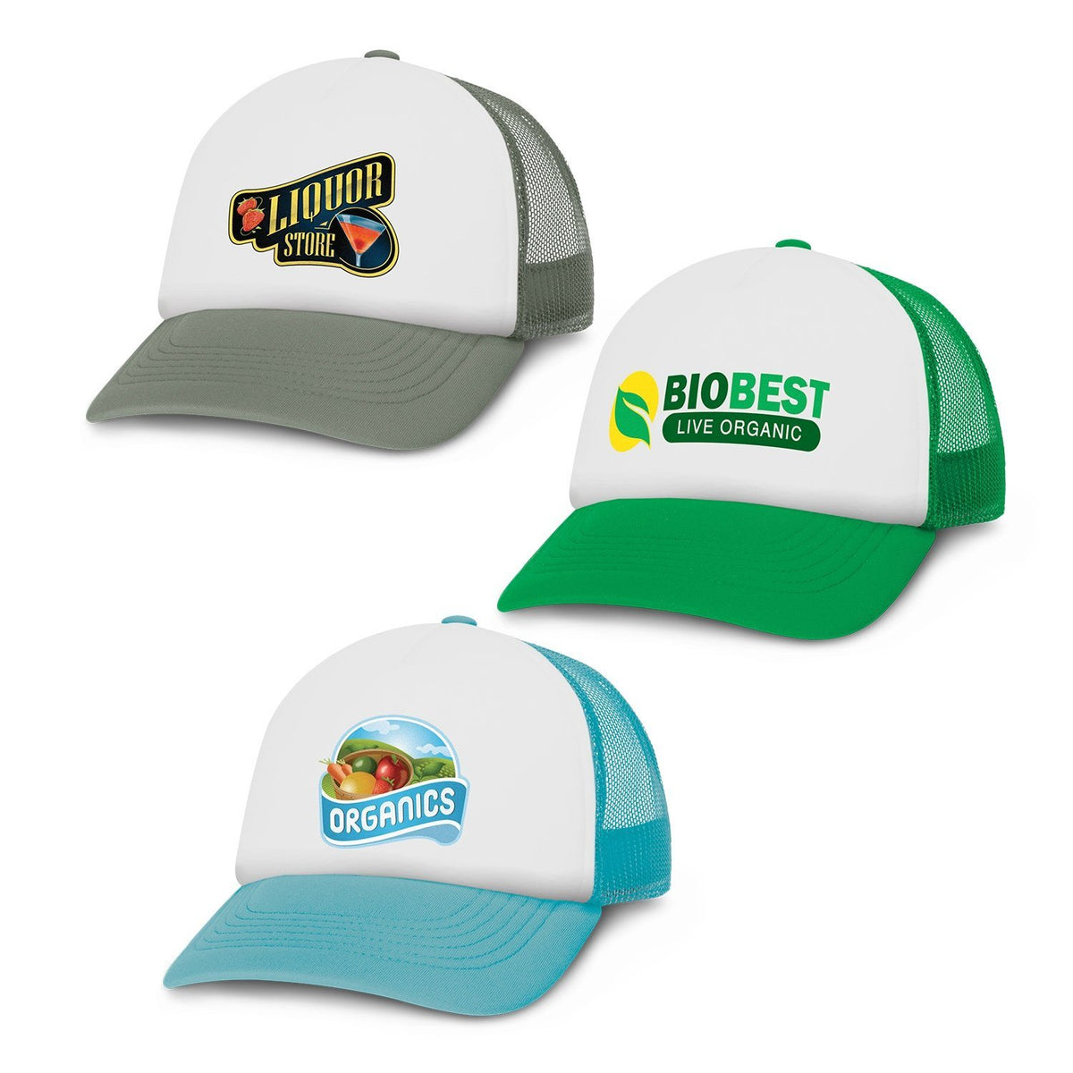 5 Panel Mesh Cap- White Front(SHW-03T) - greenpac.com.au