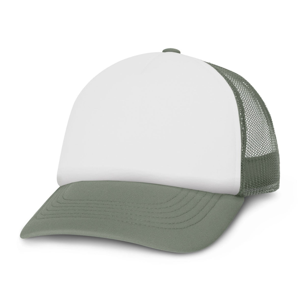 5 Panel Mesh Cap- White Front(SHW-03T) - greenpac.com.au