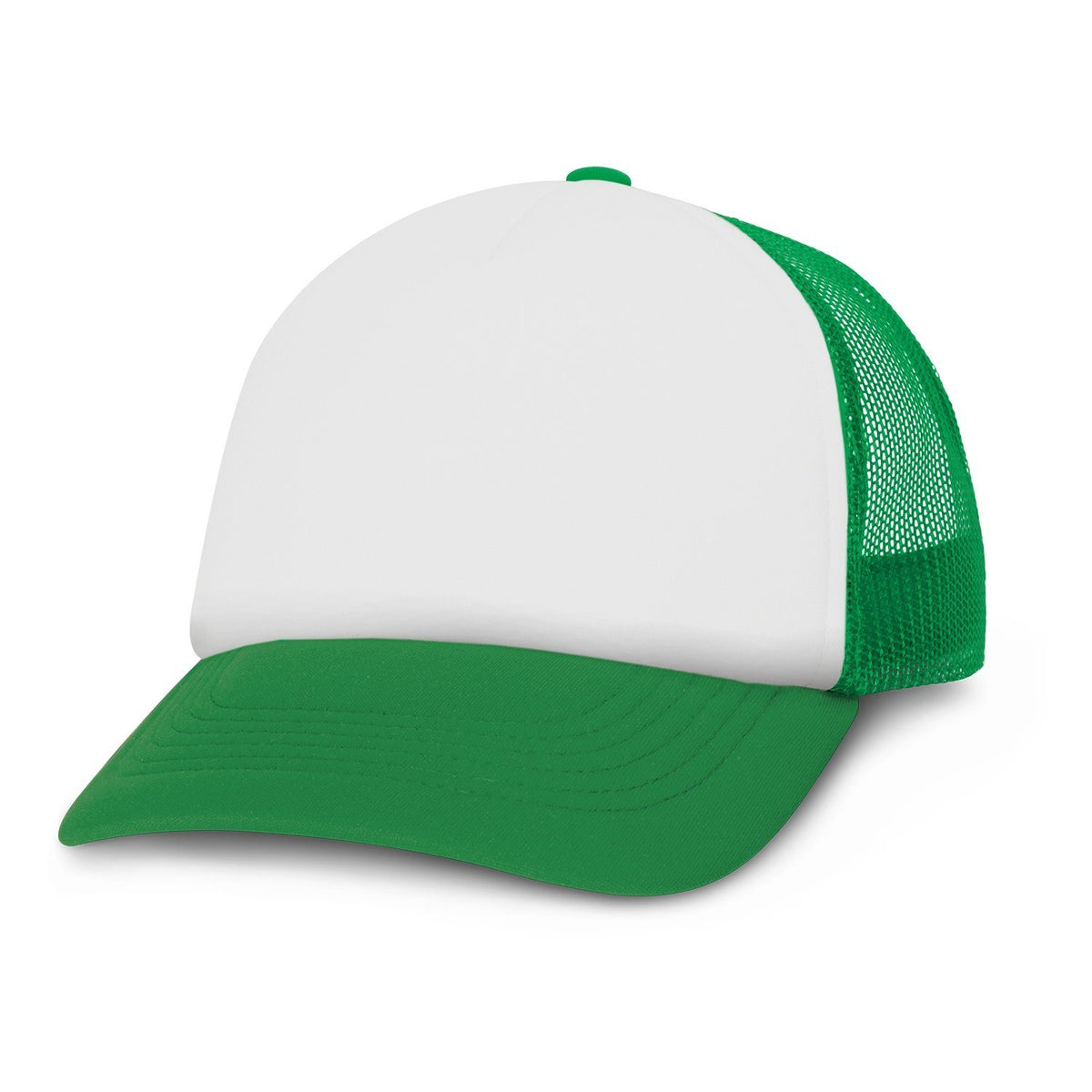 5 Panel Mesh Cap- White Front(SHW-03T) - greenpac.com.au