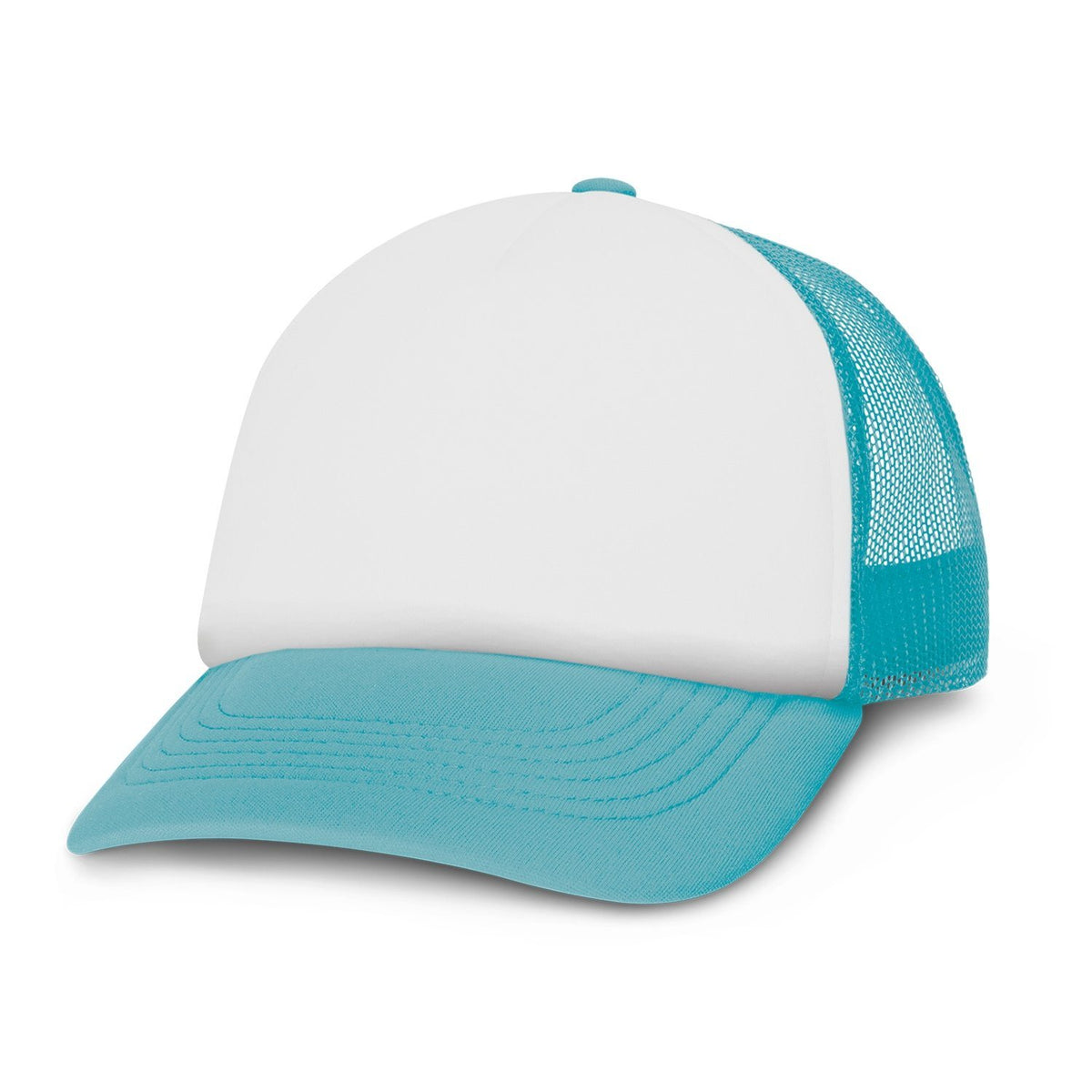 5 Panel Mesh Cap- White Front(SHW-03T) - greenpac.com.au