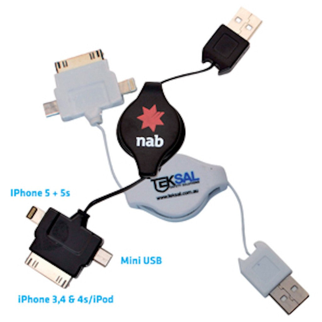 3 in 1 Retractable USB Charger(STP-30) - greenpac.com.au